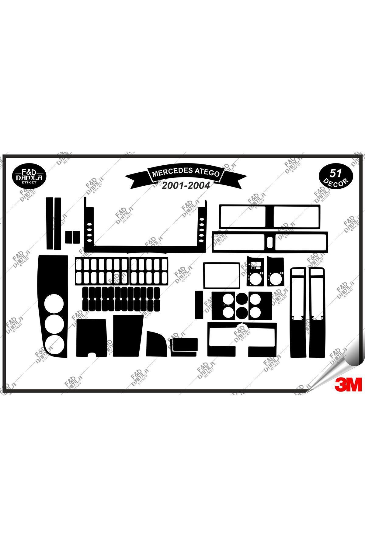 

Mercedes Atego 2001-2004 Torpido Konsol Trim Göğüs Maun Kaplama Set 51 Parça Siyah