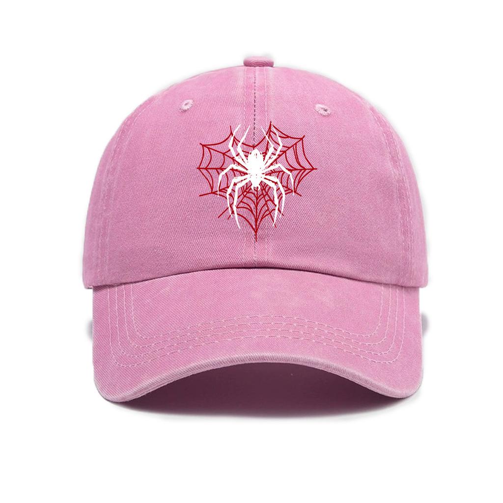 Top Water Washed Old Printed Baseball Cap Adult Versatile Hot Selling Spider Printed Water Washed Old Soft Top Sunshade Baseba