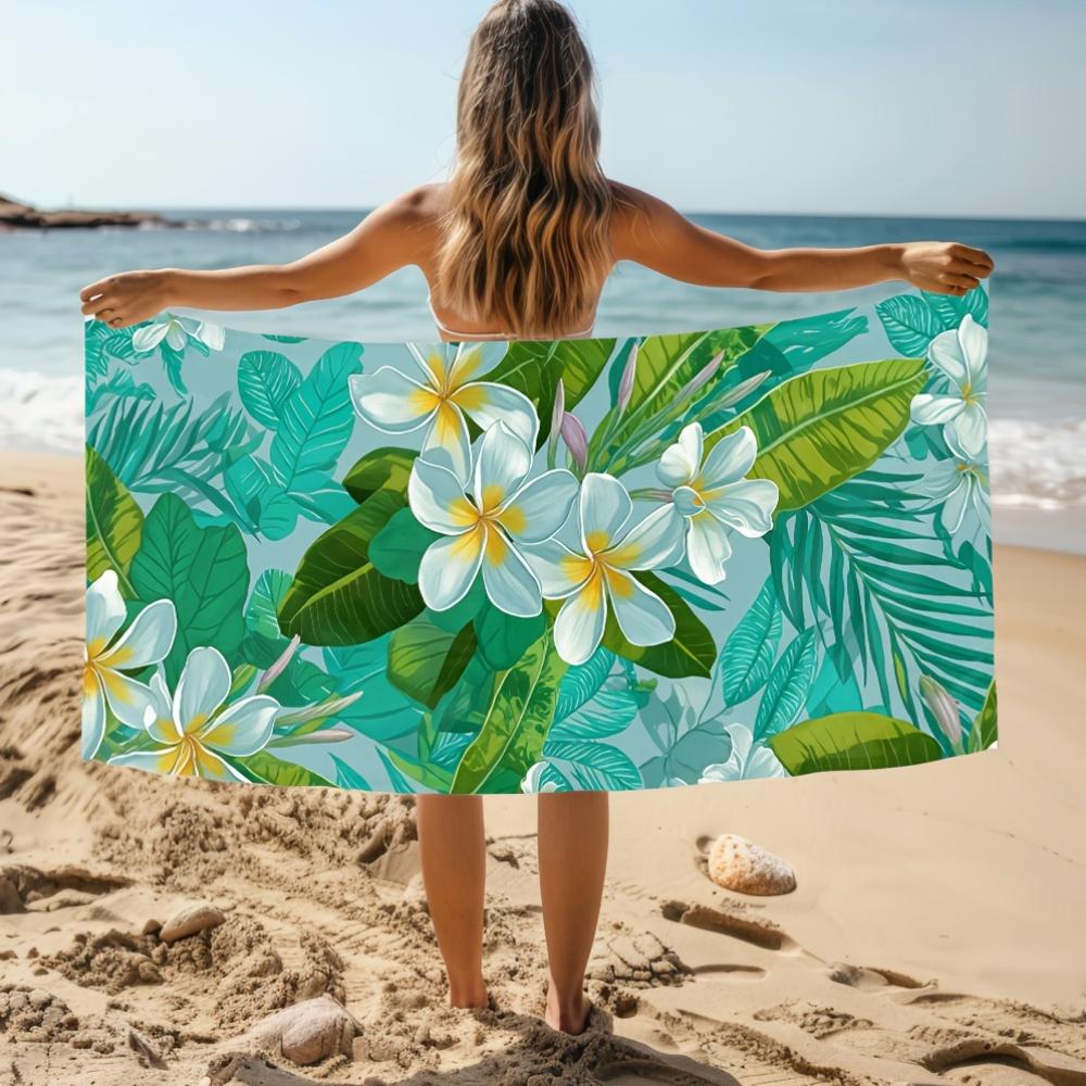Tropisches Plumeria Strandtuch Einseitiger 2D-Druck Schnelltrocknendes Mikrofaserhandtuch für Pool Strand Schwimmen Urlaub für Sommerliebhaber