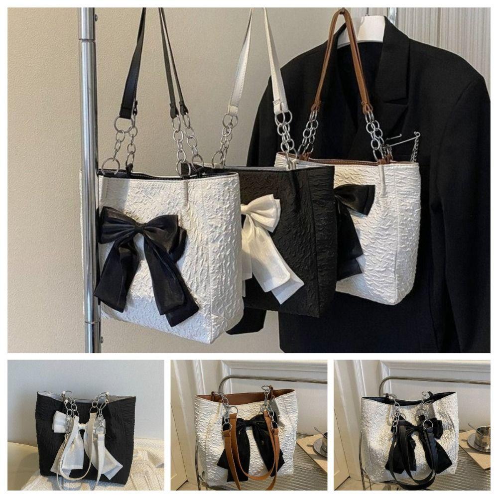 Nylon Single Shoulder Bag Korean Style Bucket Shopping Bag All-match Bowknot Tote Bag  Girls