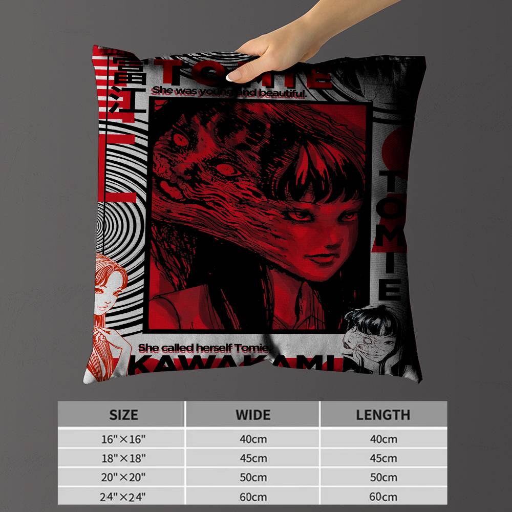 

Horror Comics Tomie Decorative Room Aesthetics Pillow Case Home Decor Bedroom Sofa Bed Couch Pillow Cover x 30x30 cm