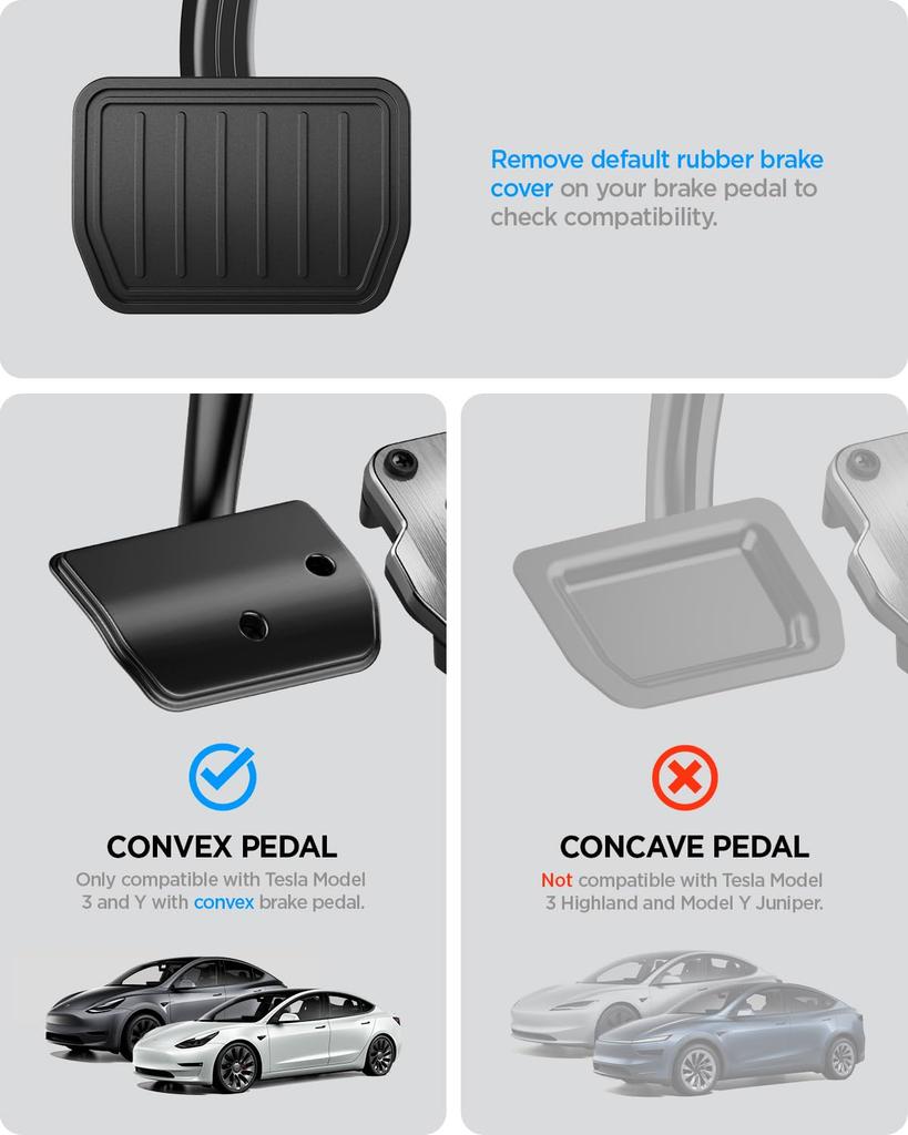 Spigen Tesla Model Y Performance Pedals, Non-Slip Gas and Brake Pedal Covers TO201 ACP07220 (Black)