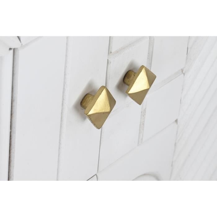 Buffet - Losanges - Blanc - Laiton - Bois de manguier