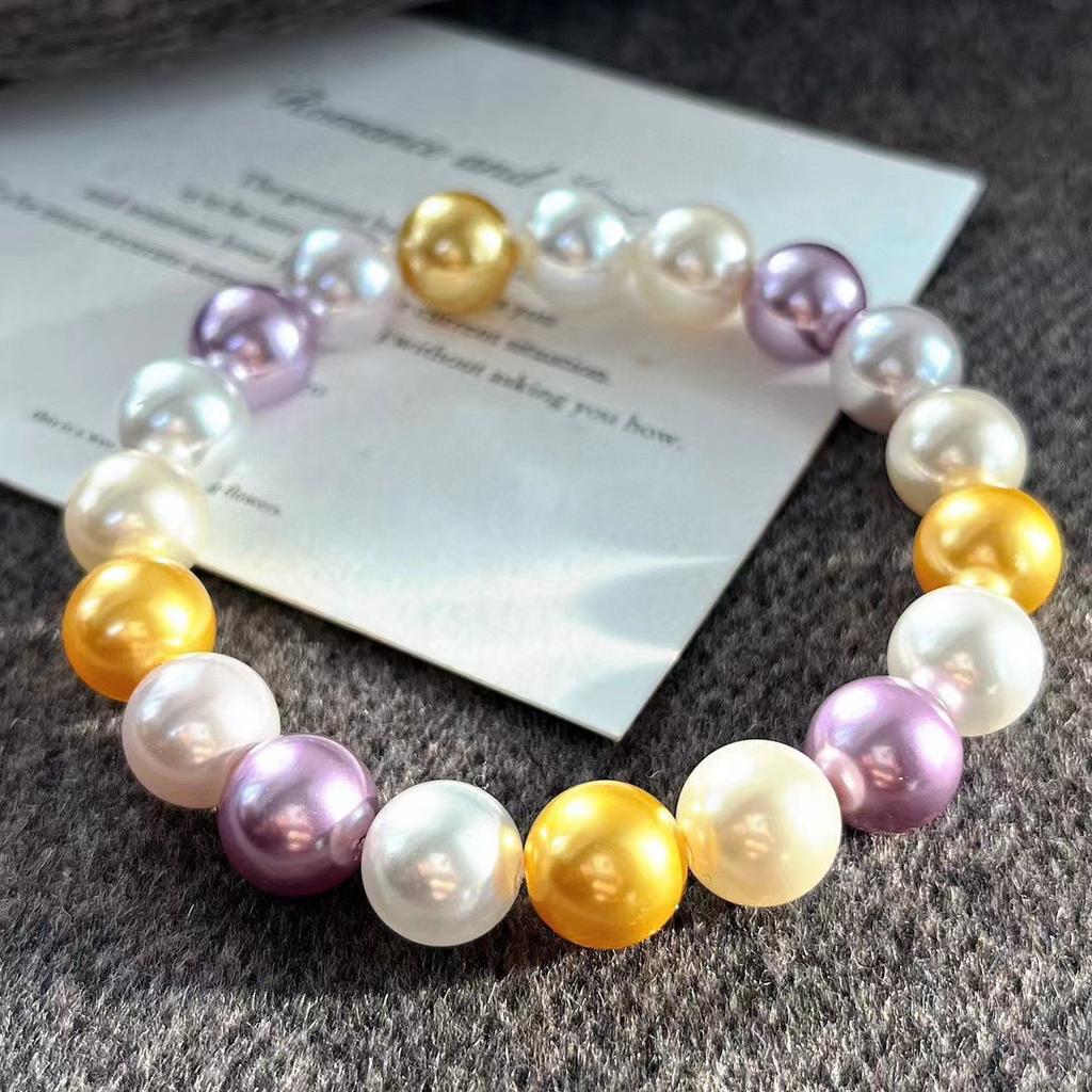 Vintage Strong Light High Quality Shijia Crystal Artificial Tahitian Morandi Maillard Pearl Bracelet