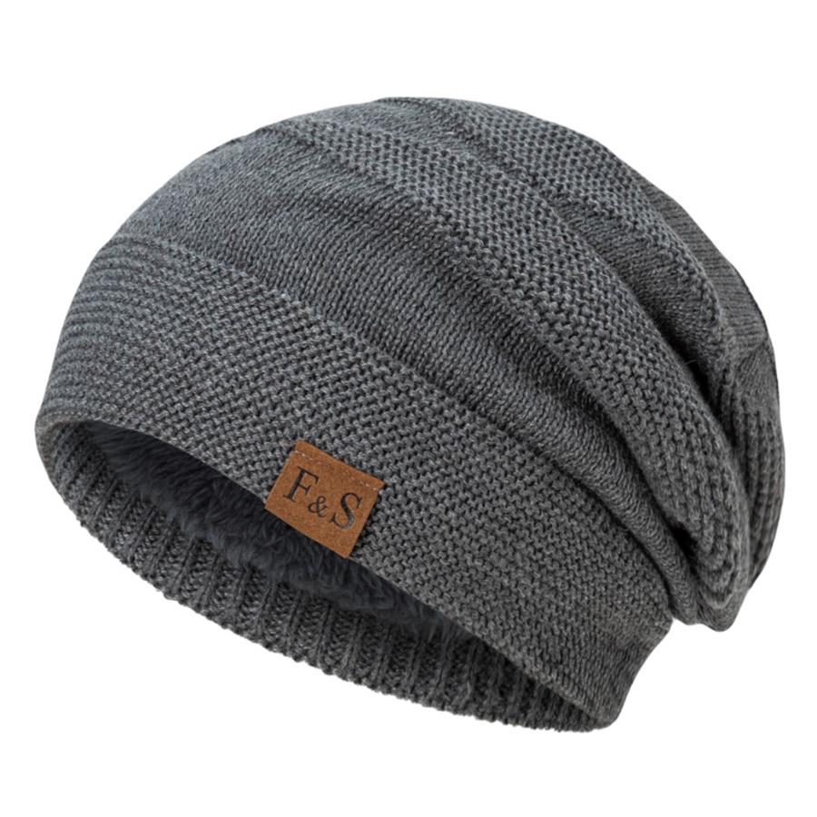 Unisex Winter Hats Outdoor Add Fur Lined Knitted Hats Fashion Warm Sports Beanie Cap