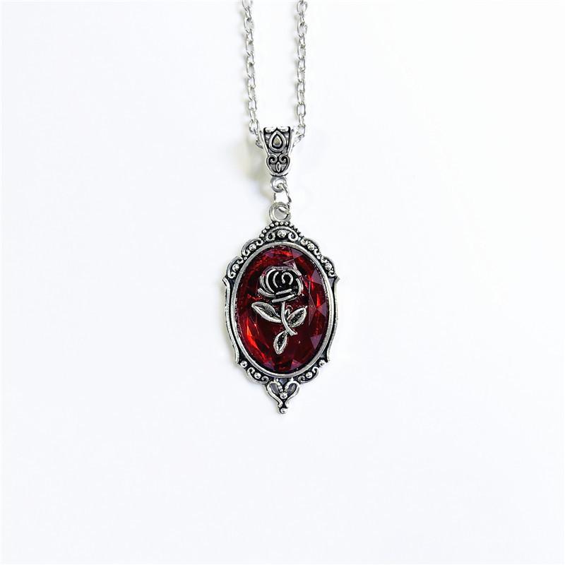 No Ip Punk Style Alloy Jewelry With Glass Rose Pendant For Men And Women Summer Fashion
