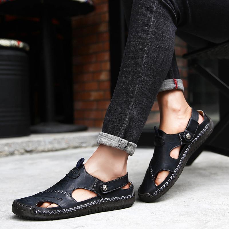 Spring and Summer Men's Plus Size Sandals Men's Trendy Leather Beach Shoes Casual Sandals and Slippers Men's Shoes Sewing Shoes