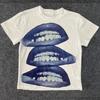 Y2K Retro Lip Graphic Tee American Streetwear Summer Fashion Pattern Short Sleeve Tops Unisex Men Women