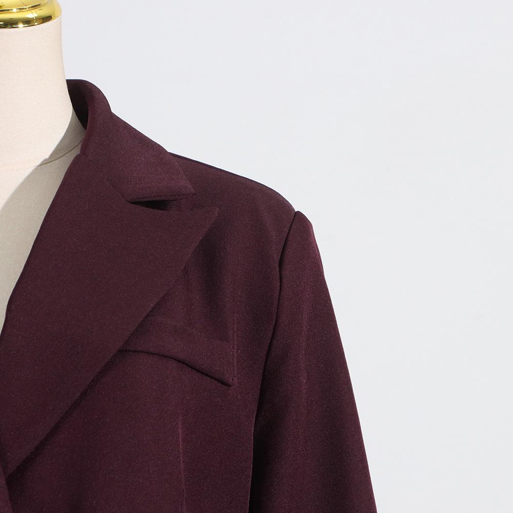 2026 Spring Angora Red Women's Blazer - European & American Luxury Design with Irregular Waist-Cinching