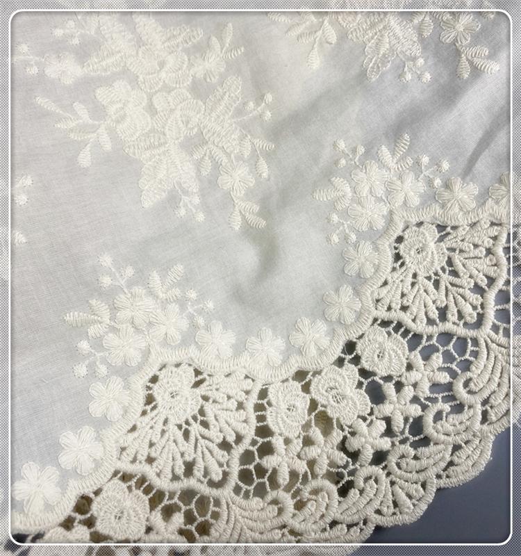 36cm Wide Embroidered Cotton Lace Trim for Lolita-Style Clothing & Curtain Decoration