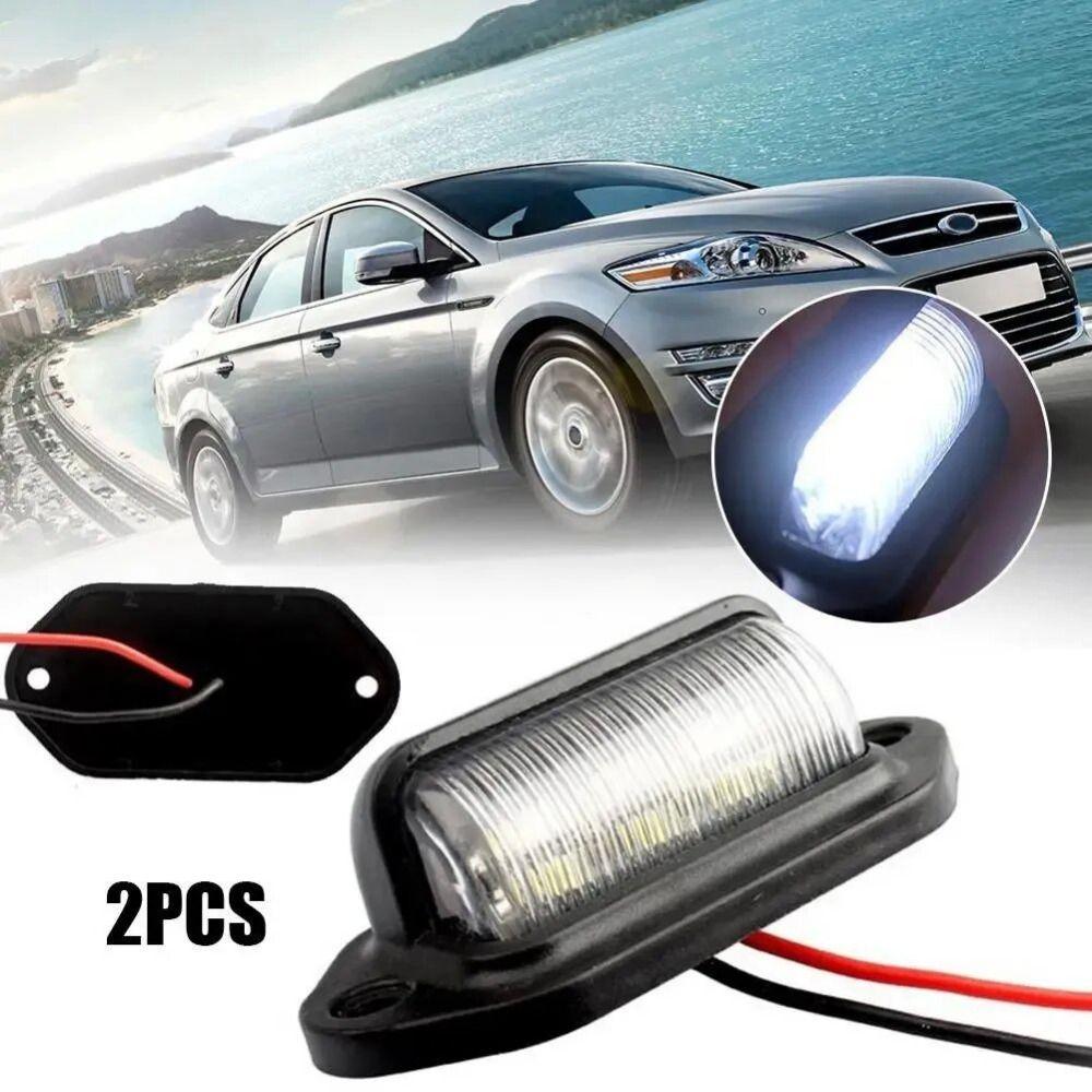 2Pcs 12V-24V LED License Plate Light Waterproof Side Lamp Step Bulbs Tail Lamp Van Installation