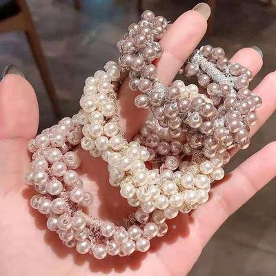 Pearl Beaded Dual-Purpose Hair Band & Bracelet - High Elasticity, Korean Style Hair Accessory
