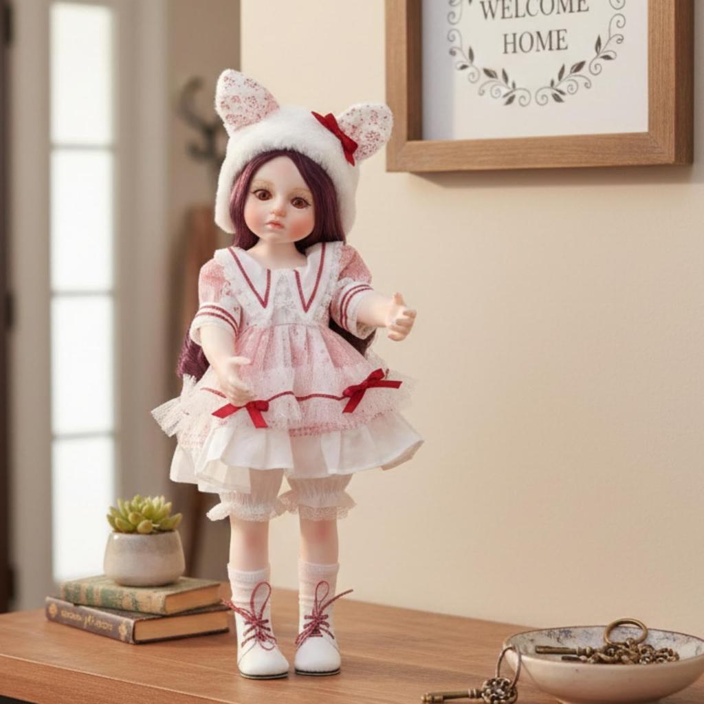 Cloveray Adorable Vinyl Doll with Beautiful Wig Display Collectible Gift for Girls and Doll Lovers 18-inch Hat/Hairband, Hand-Painted & Stand, (Name