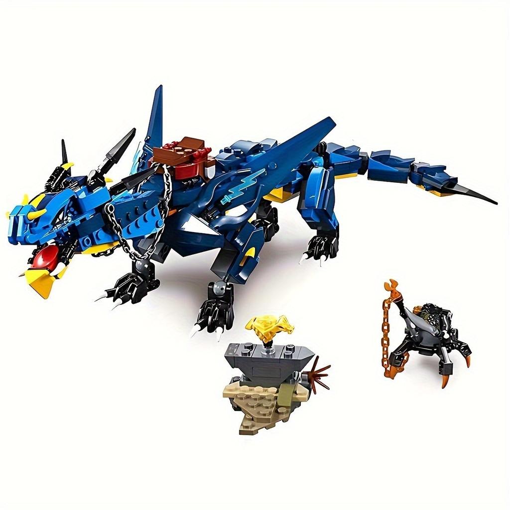 500+pcs ninja Movie Jay's Blue Mecha Dragon Of Thunder And Storm Blue Building Blocks With Figure Toys Gifts For Adult Kids Boys