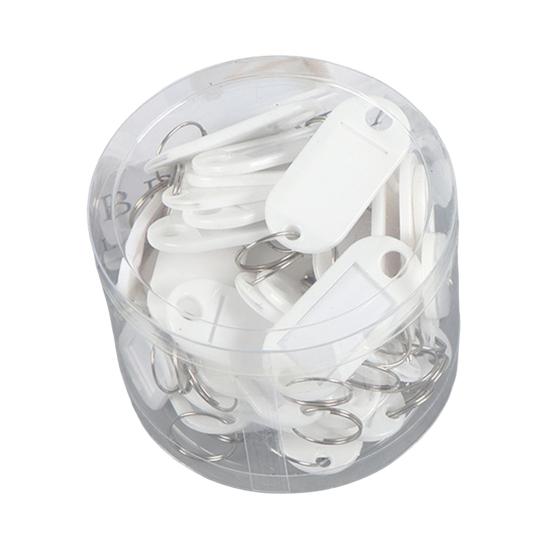 50Pcs Keyring Tags Plastic Key Fobs ID Tags with Split Keyring Paper Insert Key Tags Writing Paper Keychain Organizer