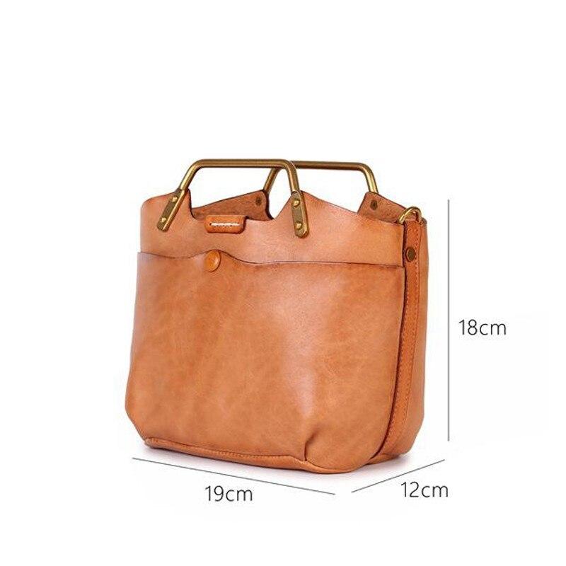Johnature Vielseitige Handtasche aus echtem Leder, Vintage-Stil, natürliches Rindsleder, Damentasche, Freizeit, einfarbig, große Kapazität, Umhängetaschen