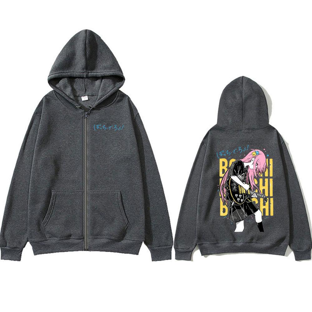 Anime Bocchi The Rock Gotoh Hitori Zipper Hoodies Men Women Fashion Harajuku Long Sleeve Zip Up Hooded Sweatshirts Jackets Coats