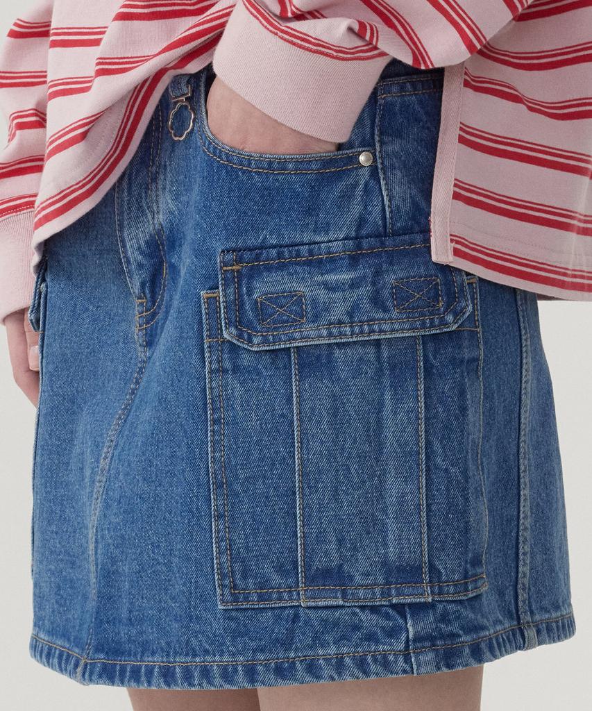COVERNAT WOMAN Cargo Denim Mini Skirt Blue
