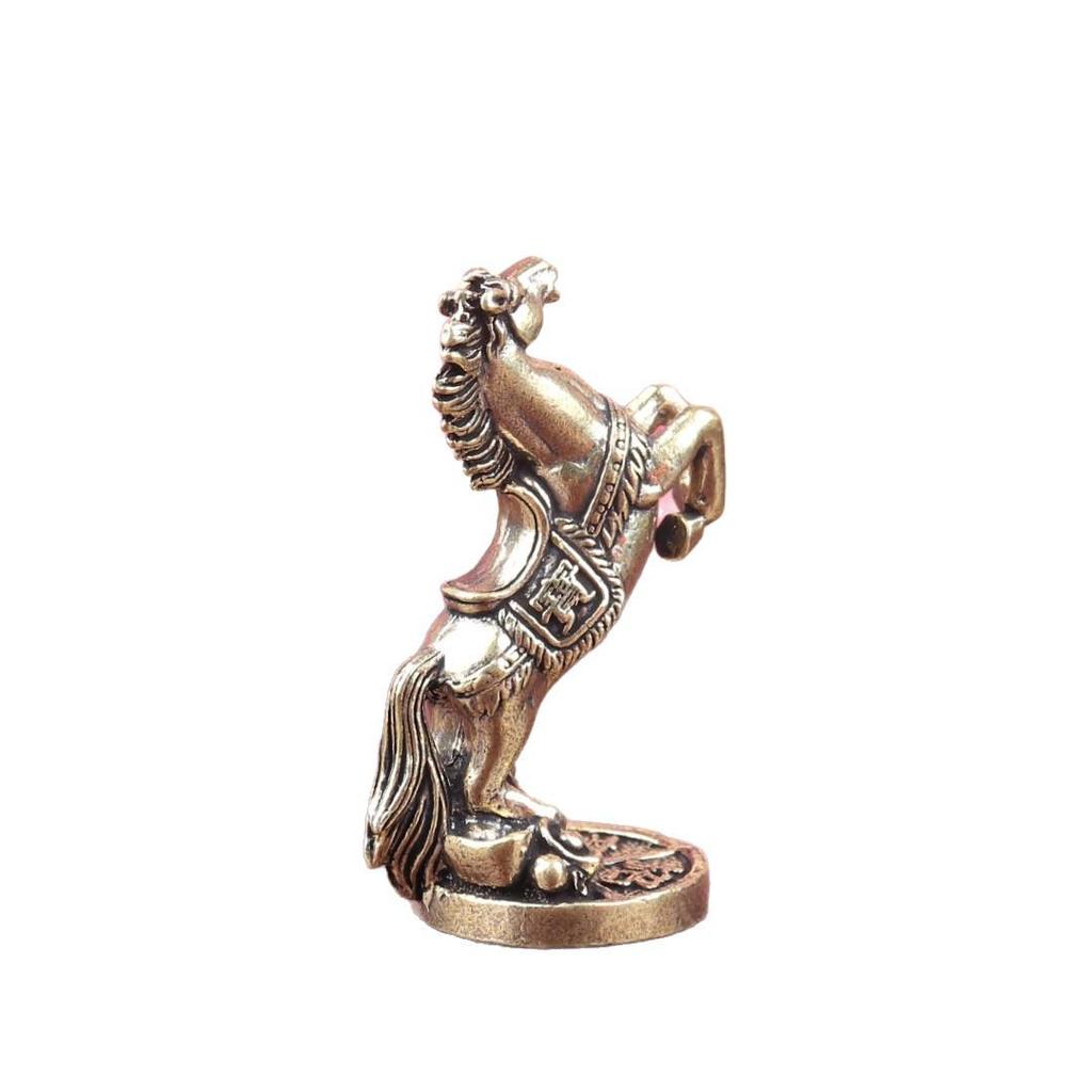 Retro Brass Yuanbao War Horse Tea Pet - Zodiac Money Stepping Horse Ornament for Desktop Home Decor.
