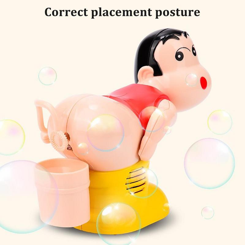 Kids Soap Bubble Blower Electric Fart Blowing Bubble Machine Music Light Toys Fully-Automatic Water Blowing Toys For Children