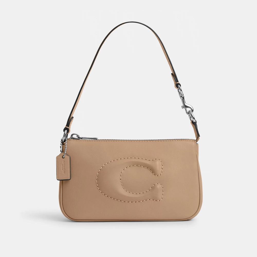 

Coach Nolita 19 серебряный серо-коричневый