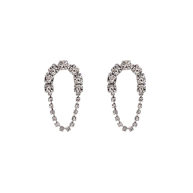 Tassel Chain Earrings, Light Luxury High-End Inlaid Geometric Earrings, Niche Sweet And Cool Earrings.