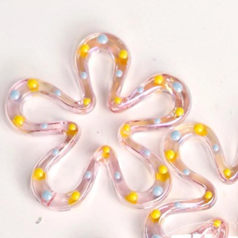 Resin Five-Petal Flower Loose Beads Double Side Flower Charm Pendant DIY Accessories Necklaces Earring Jewelry Making