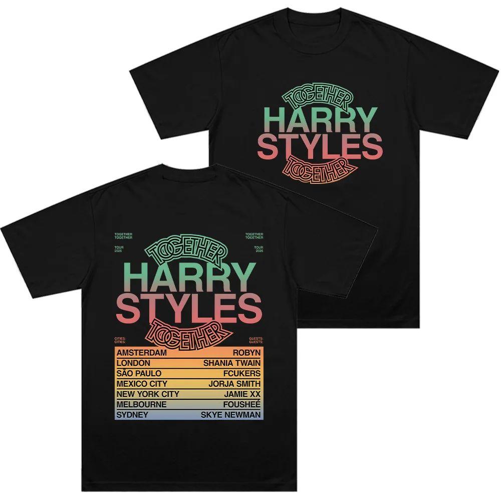 Hip Pop Y2k Tops HarryStyle Together Tour 2026 Tshirts Crewneck Cotton Print Tee Casual Loose Short Sleeve Women Men Clothing