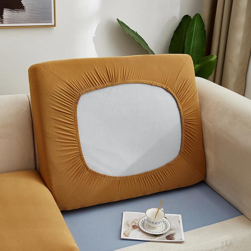 Einfarbiger Stretch-Sitzkissenbezug für Sofa Sofabezüge für Wohnzimmer Abnehmbarer Elastischer Sitz Stuhlbezug Möbelschutz Normal Size-1 kamelfarben