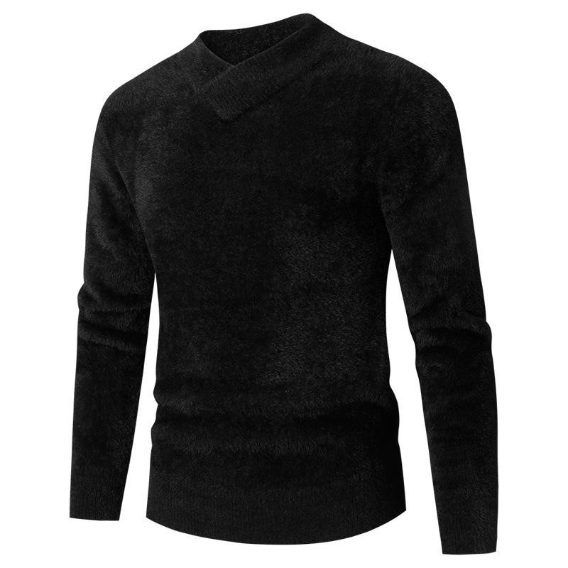 Mink Velvet High Neck Men s Slim-Fit Sweater - Warm Autumn/Winter Knitwear L
