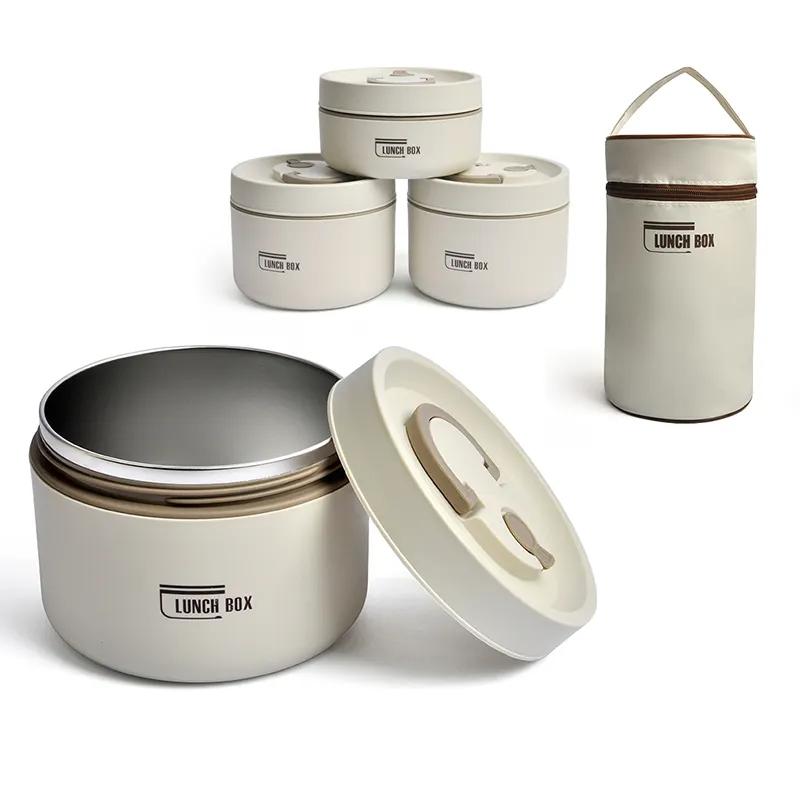 Portable Insulated Food Lunch Container Set with Thermal Lunch Box 3 Separate Stackable Lunch Container for Adult Kids