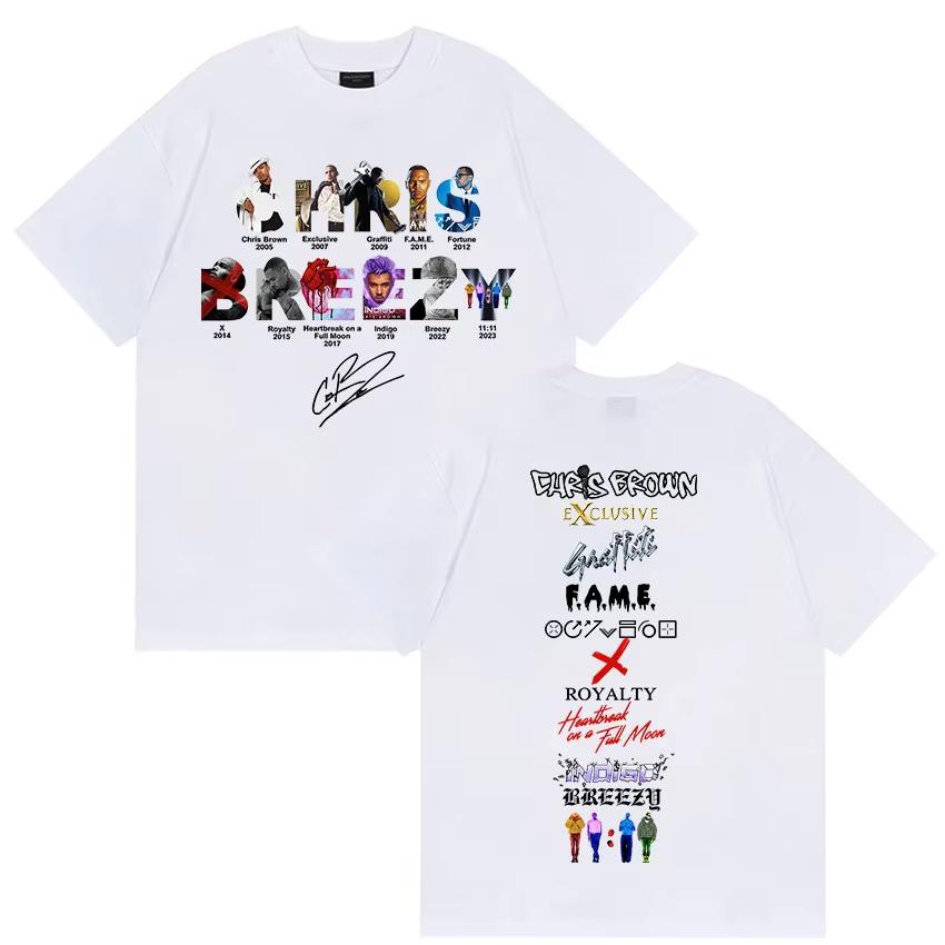 Rapper Chris Brown Tour 2026 Album T Shirts Unisex Women Hip Hop Gothic Short Sleeve Tshirts Fashion High Quality Tees Streetwear