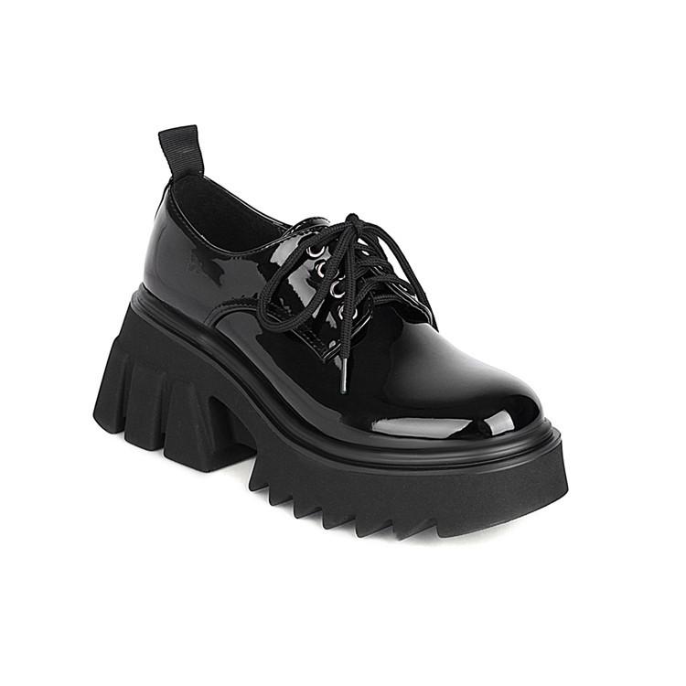 

Новые маленькие кожаные туфли в стиле Британской академии для женщин; модные одинарные туфли на толстой подошве с большим увеличением и круглым носком на шнуровке 40 чёрный