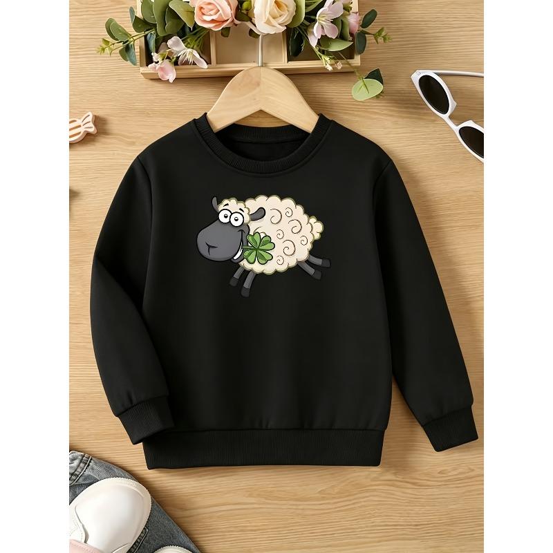 Kids Sweatshirt, Fashion Pattern Print Creative Sweatshirt, Soft Comfortable Round Neck Long Sleeve Top, Autumn Winter Wear