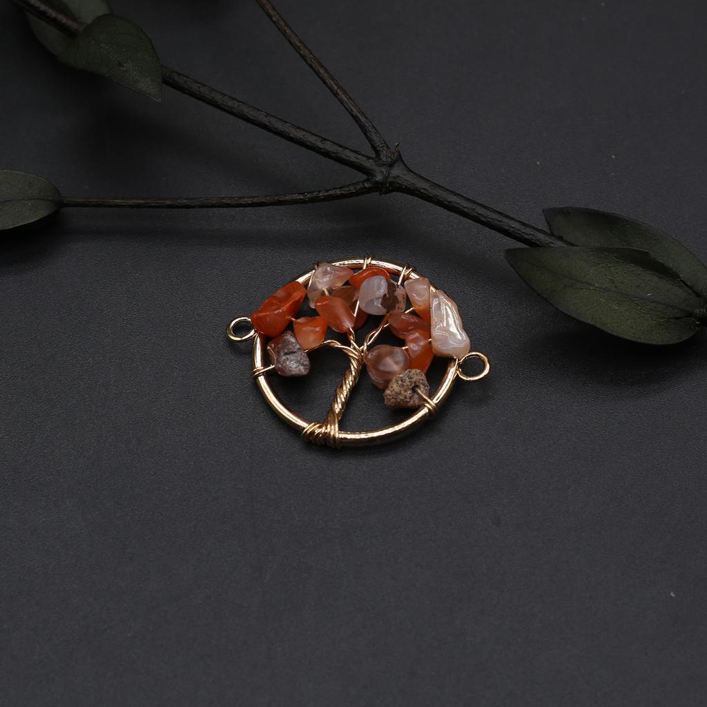 2Pcs Winding Connector Natural Stone Fluorite/Amethyst Round Gravel Connector For Jewelry Making DIY Necklace Bracelet Accessory