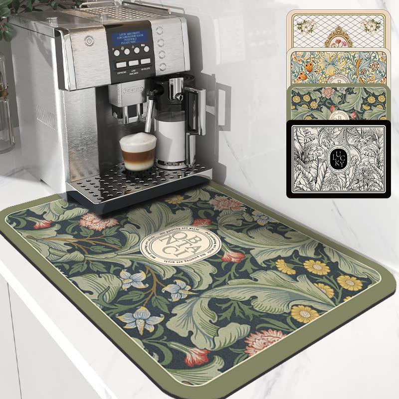 Vintage Kitchen Drain Mat Coffee Maker Carpet Mats for Drying Dishes Nordic Desk Cup Coasters Absorbent Dinnerware Placemat