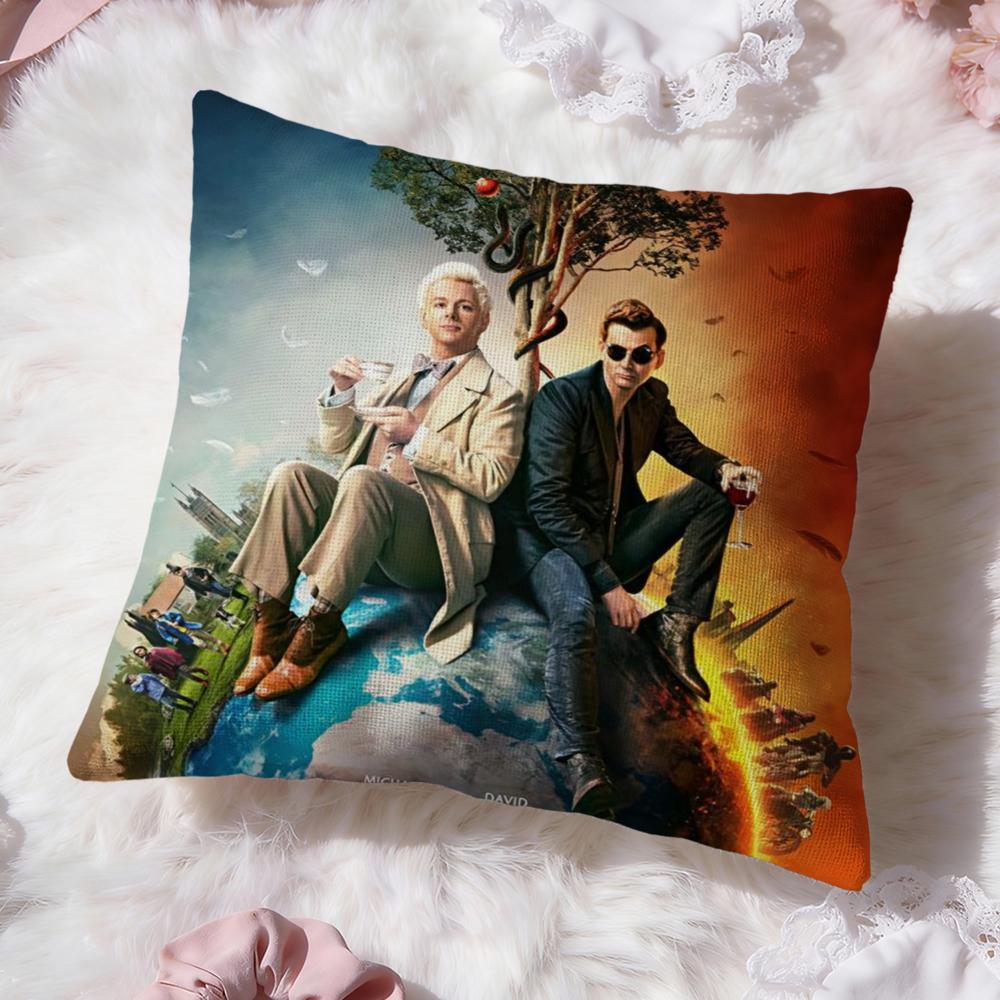 Tv G-Good Omens Cushion Cover Premium Comfort Reversible Pillow Cove -Two in One Design for Any Room & Car Interior