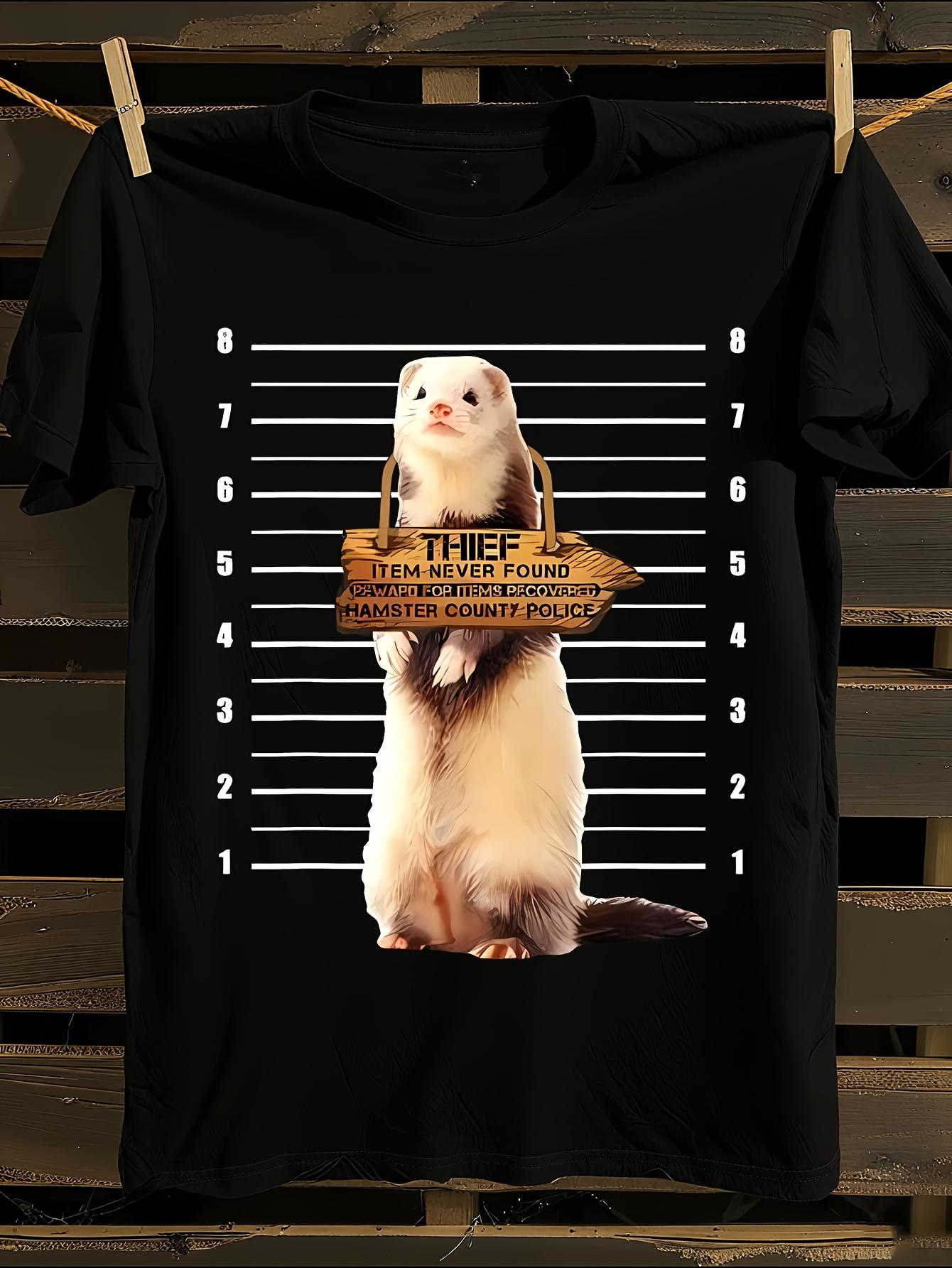 Funny Ferret Thief Mugshot-Style Tshirt XL