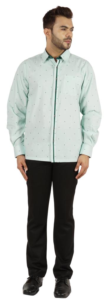 BestMan Printed Shirt For Mens Cotton Office Wear Long Sleeves Button Down Formal