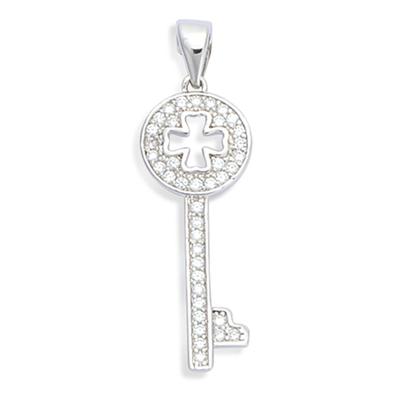 [L1808] - Silver Pendant 'Clé Déesse' Silver-white (rhodium-plated) - 35x10 Mm