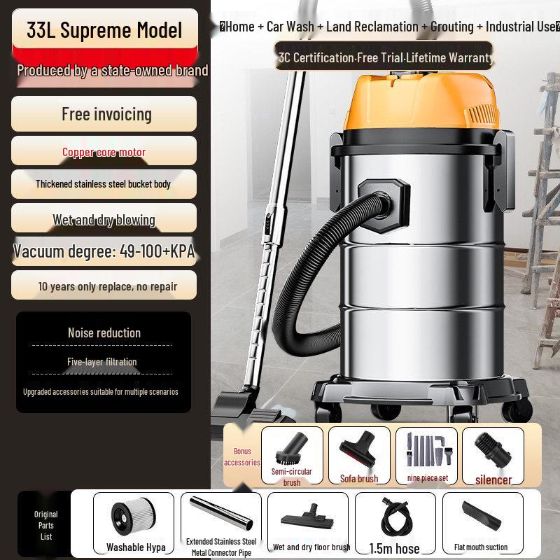 High-Power Industrial Vacuum Cleaner for Home, Car, and Small-Scale Cleaning