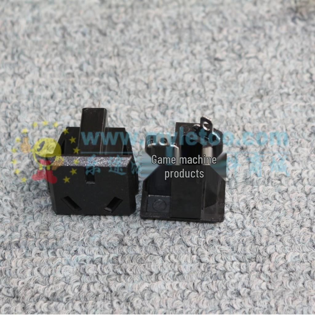 Game Console 220V C13 Power Socket with Copper Pins, 3-Pin Black with Ears
