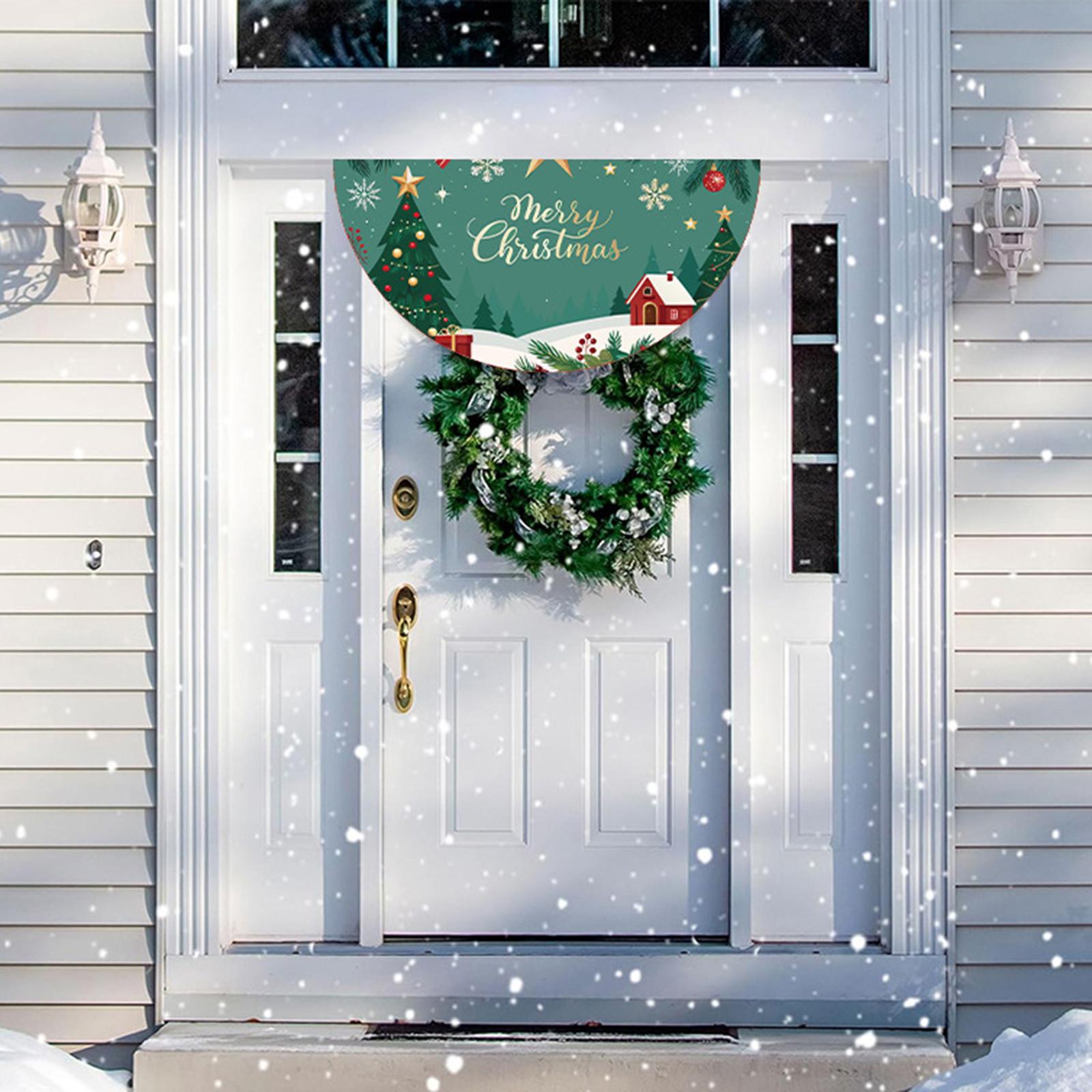 Reusable Christmas Door Curtain Decorations Polyester Fan Shaped Banners Festival Indoor Outdoor Party Supplies