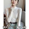 Women's Long Sleeve Knit Top Mock Neck Commute Style Thermal Base Shirt De Velvet Warm Layering Top