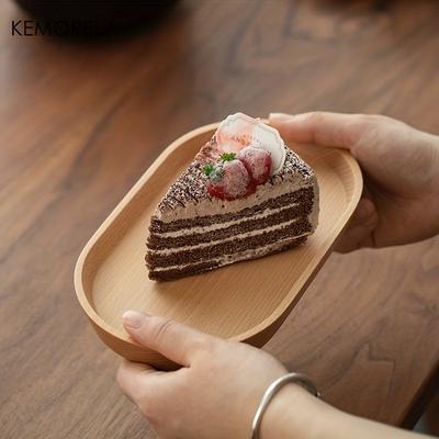 KEMORELA 1 Stück Geschirr Massivholz Runde Dessertplatte Japanischer Stil Holztablett Snackteller Trockenfruchtplatte Holzplatte