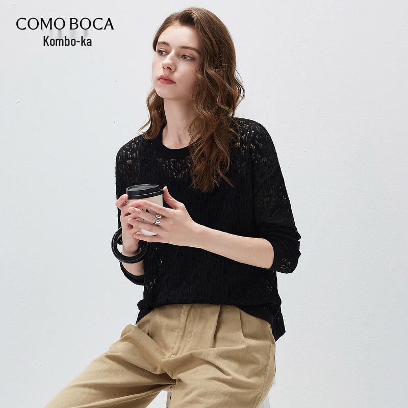 Kommon Boka Women s Mulberry Silk Blend Loose Long Sleeve Knit T-Shirt L