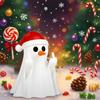 Office Desk Accessories Christmas Ghost Pen Holder with Santa Hat, Funny Desktop Organizer, Creative Storage Cup Halloween Tabletop Statue,