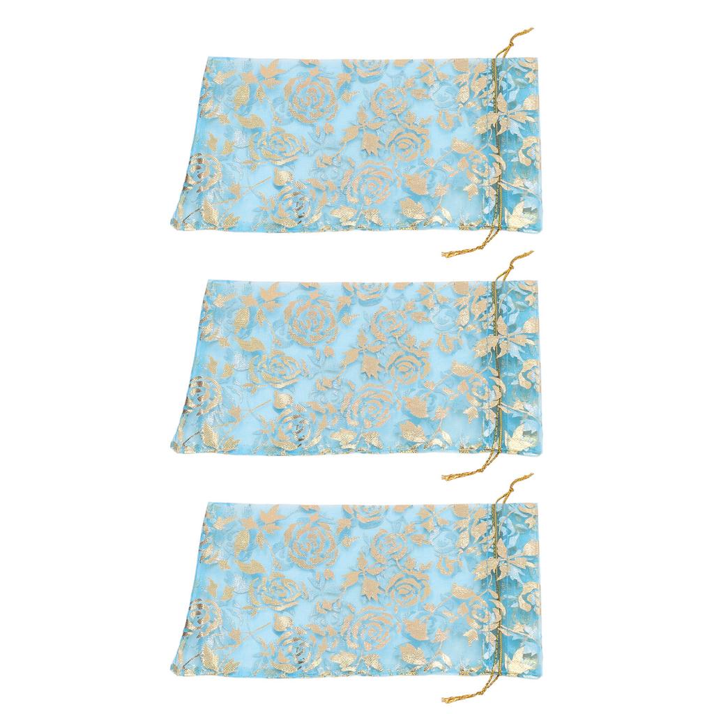 200 Pcs Organza Bag Drawstring Closure Print 6.3x4.3in Mesh Gifts Bags Organza Jewelry Mesh Pouch
