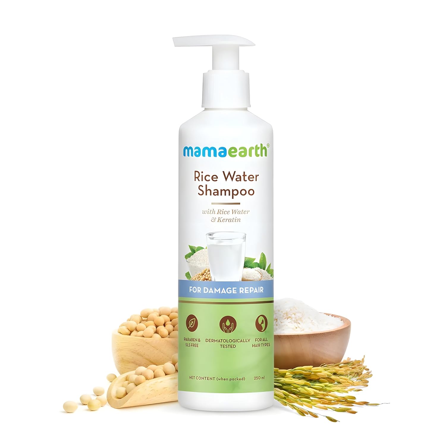 

Mamaearth Rice Water Shampoo 250ml For Damage Repair Split End Control Hair Breakage Prevention Sulfate Free For All Hair Types