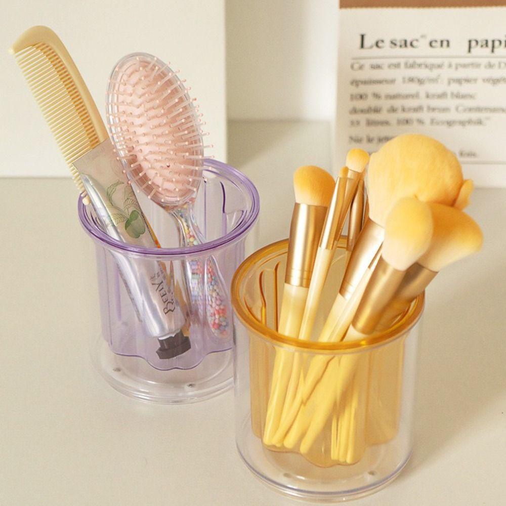 School Office Supplies Pen Holder 360° Rotatable Brush Pot Clear Pencil Storage Box  for Students